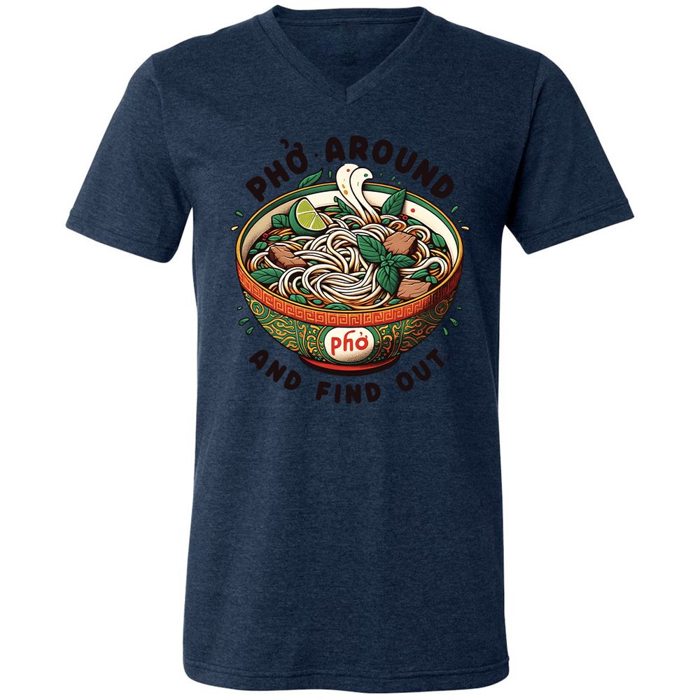 Unisex V-Neck T-Shirt - V9SDEP36 - Heather Navy - 15