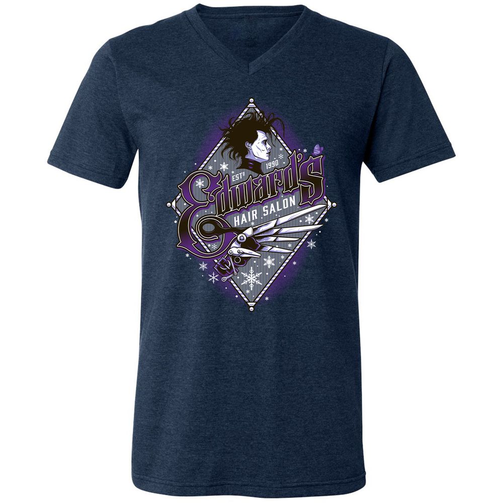 Unisex V-Neck T-Shirt - EXBDHJKM - Heather Navy - 15