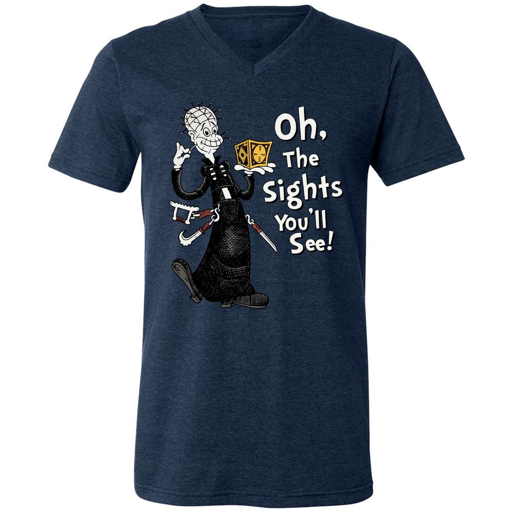 Unisex V-Neck T-Shirt - 8AATKQXT - Heather Navy - 15