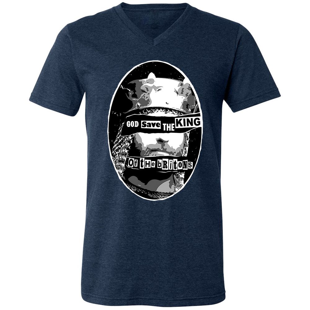 Unisex V-Neck T-Shirt - B2M76KVM - Heather Navy - 15