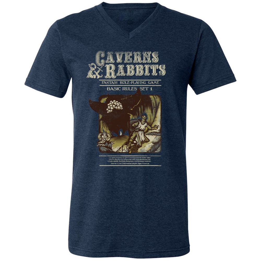 Unisex V-Neck T-Shirt - C7KTRTZF - Heather Navy - 15