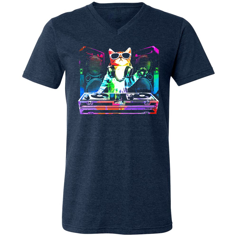 Unisex V-Neck T-Shirt - SLH9TWRJ - Heather Navy - 15