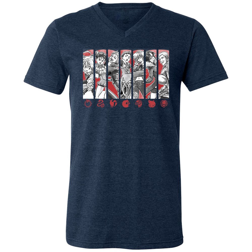 Unisex V-Neck T-Shirt - 5TF86N33 - Heather Navy - 15