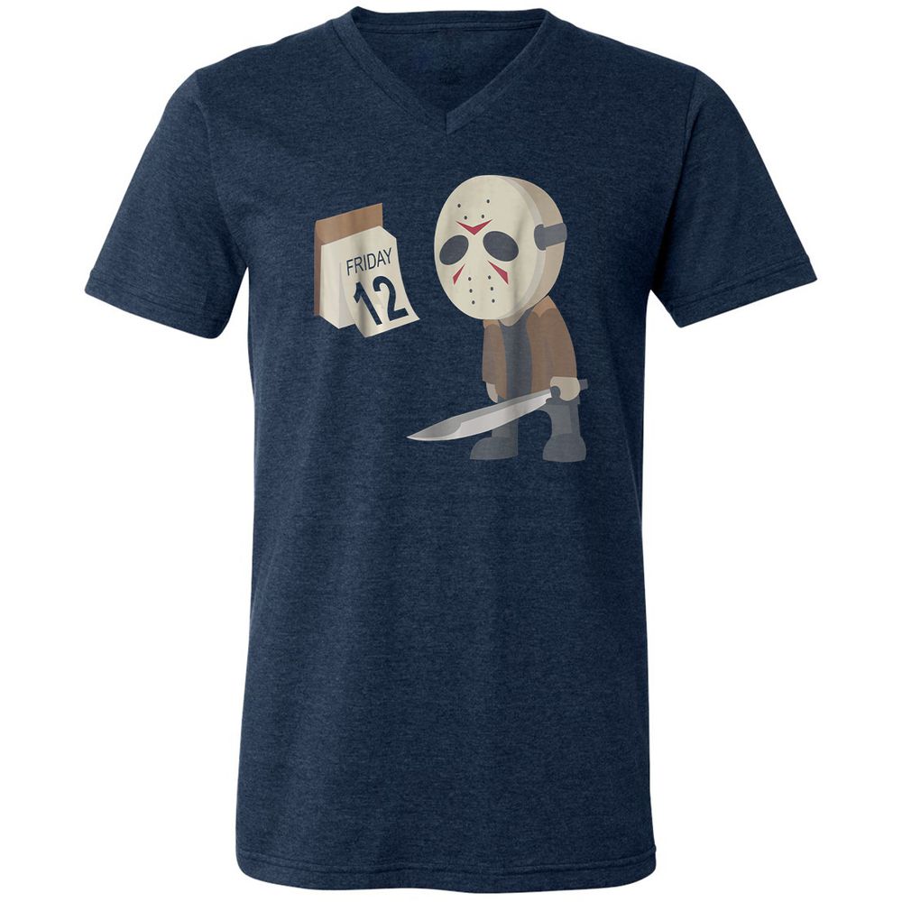 Unisex V-Neck T-Shirt - AKW3ZVBS - Heather Navy - 15