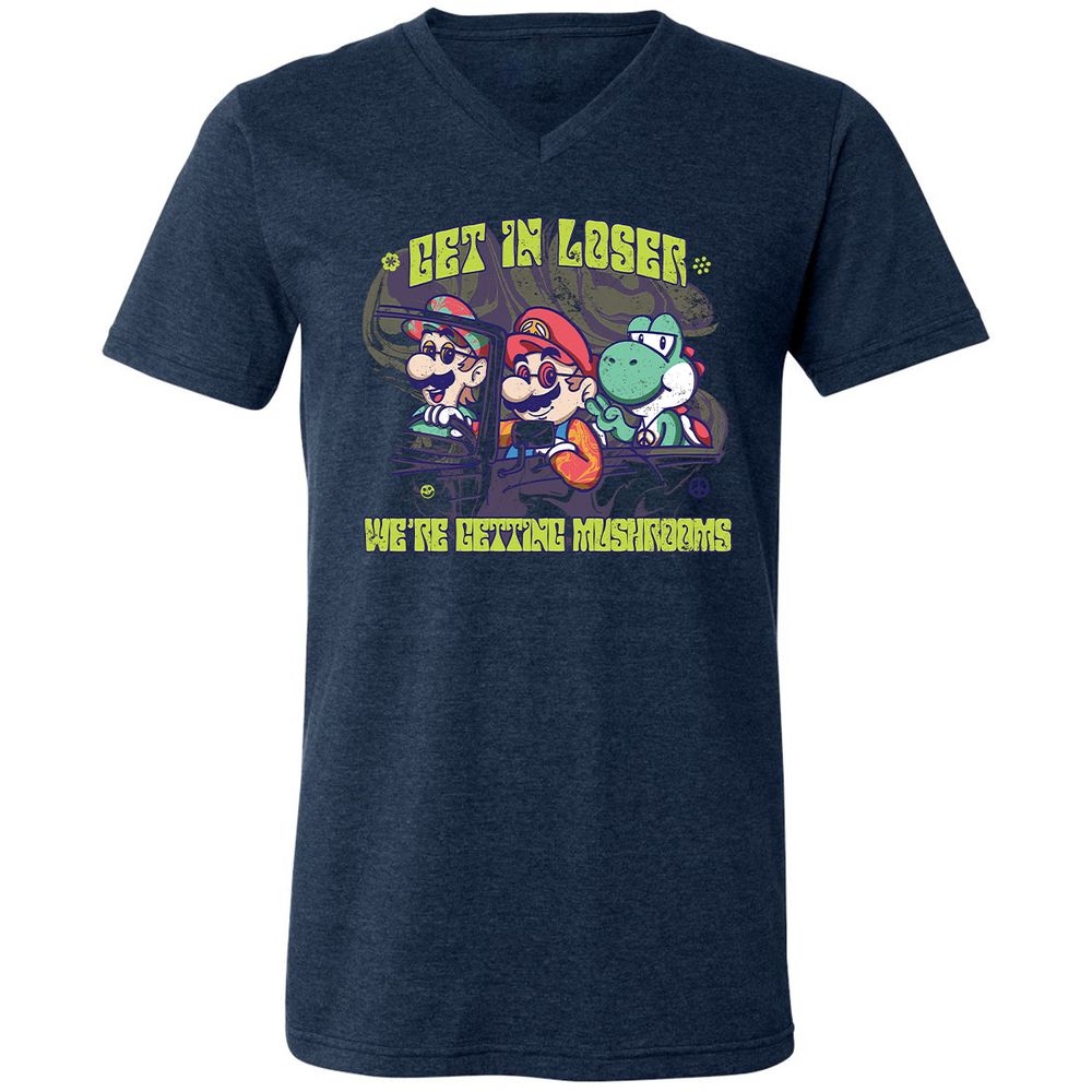 Unisex V-Neck T-Shirt - 8VBFC7HD - Heather Navy - 15