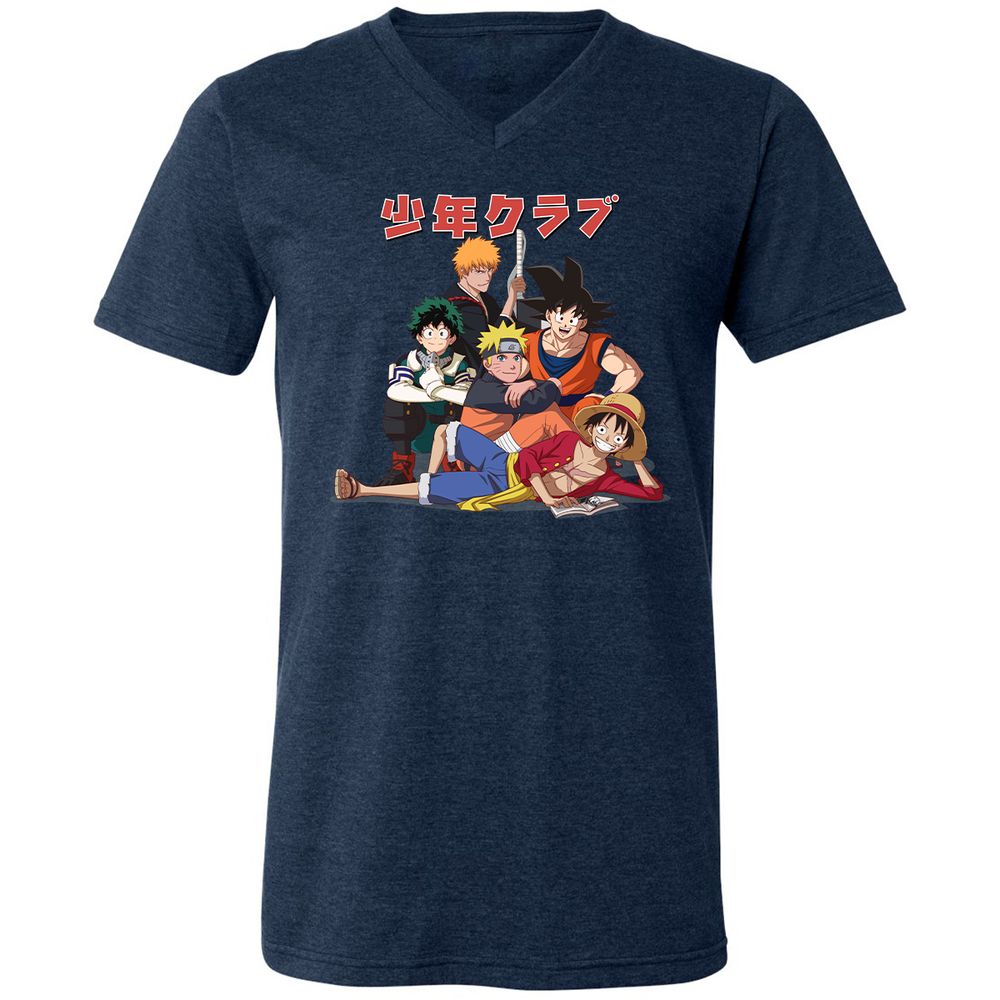 Unisex V-Neck T-Shirt - B54SA8AQ - Heather Navy - 15
