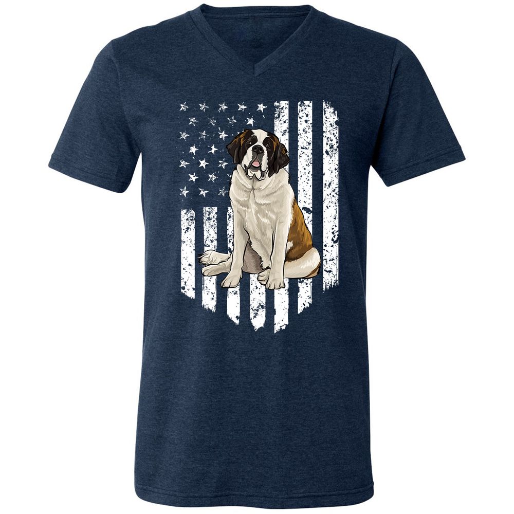 Unisex V-Neck T-Shirt - JVWBP7RT - Heather Navy - 15