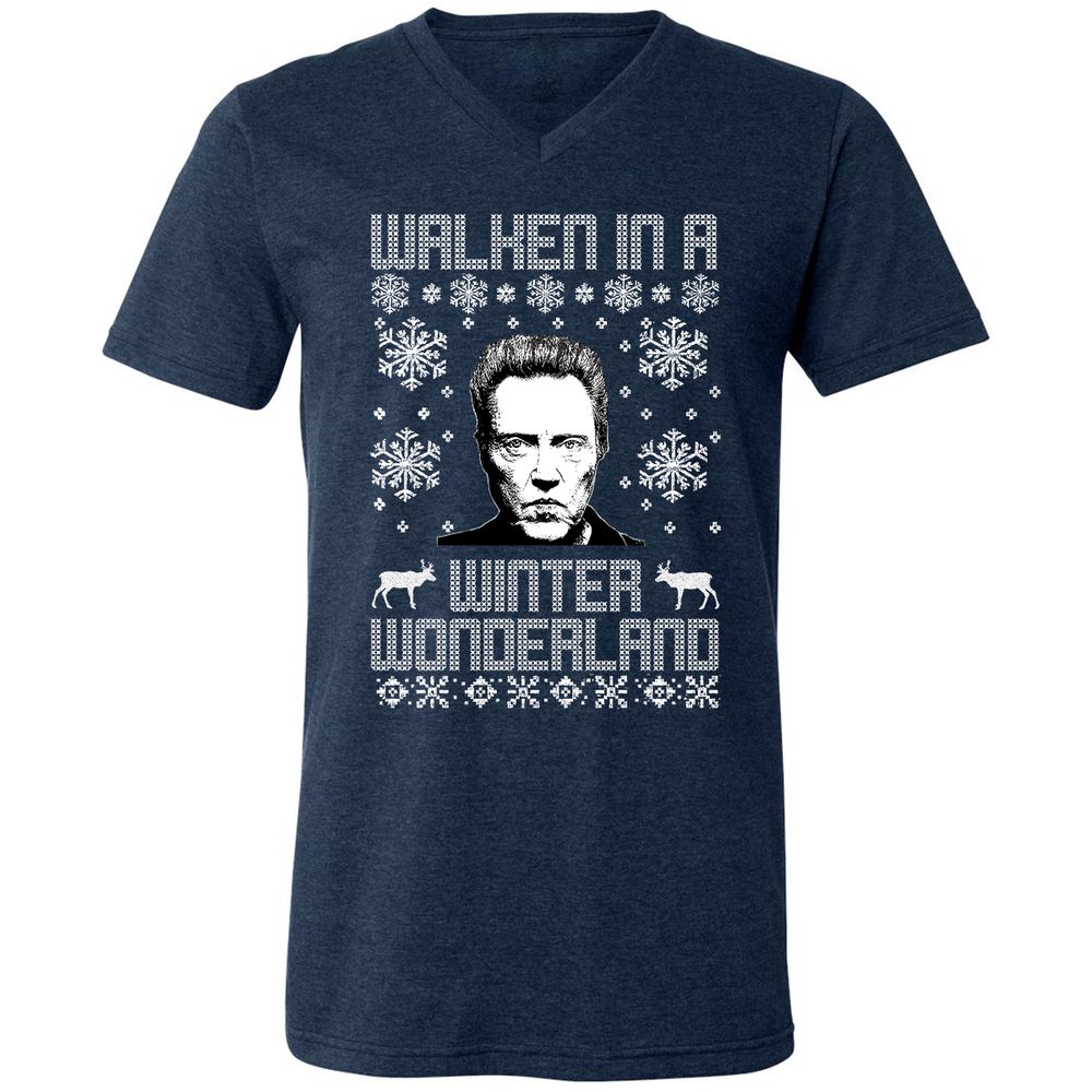Unisex V-Neck T-Shirt - UHV5Q7KT - Heather Navy - 15
