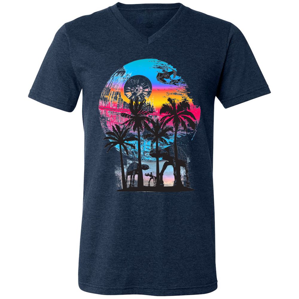 Unisex V-Neck T-Shirt - R7YBZ4DN - Heather Navy - 15