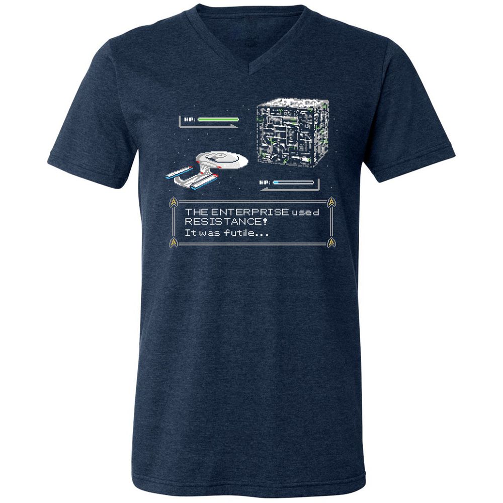 Unisex V-Neck T-Shirt - 4JQ9RP8M - Heather Navy - 15