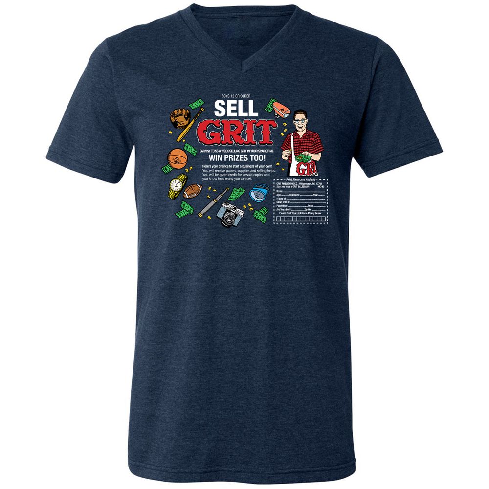 Unisex V-Neck T-Shirt - LFSNR9KZ - Heather Navy - 15