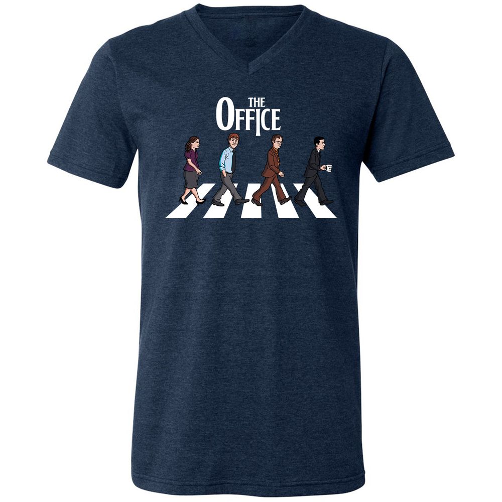 Unisex V-Neck T-Shirt - 4BYWHTRC - Heather Navy - 15