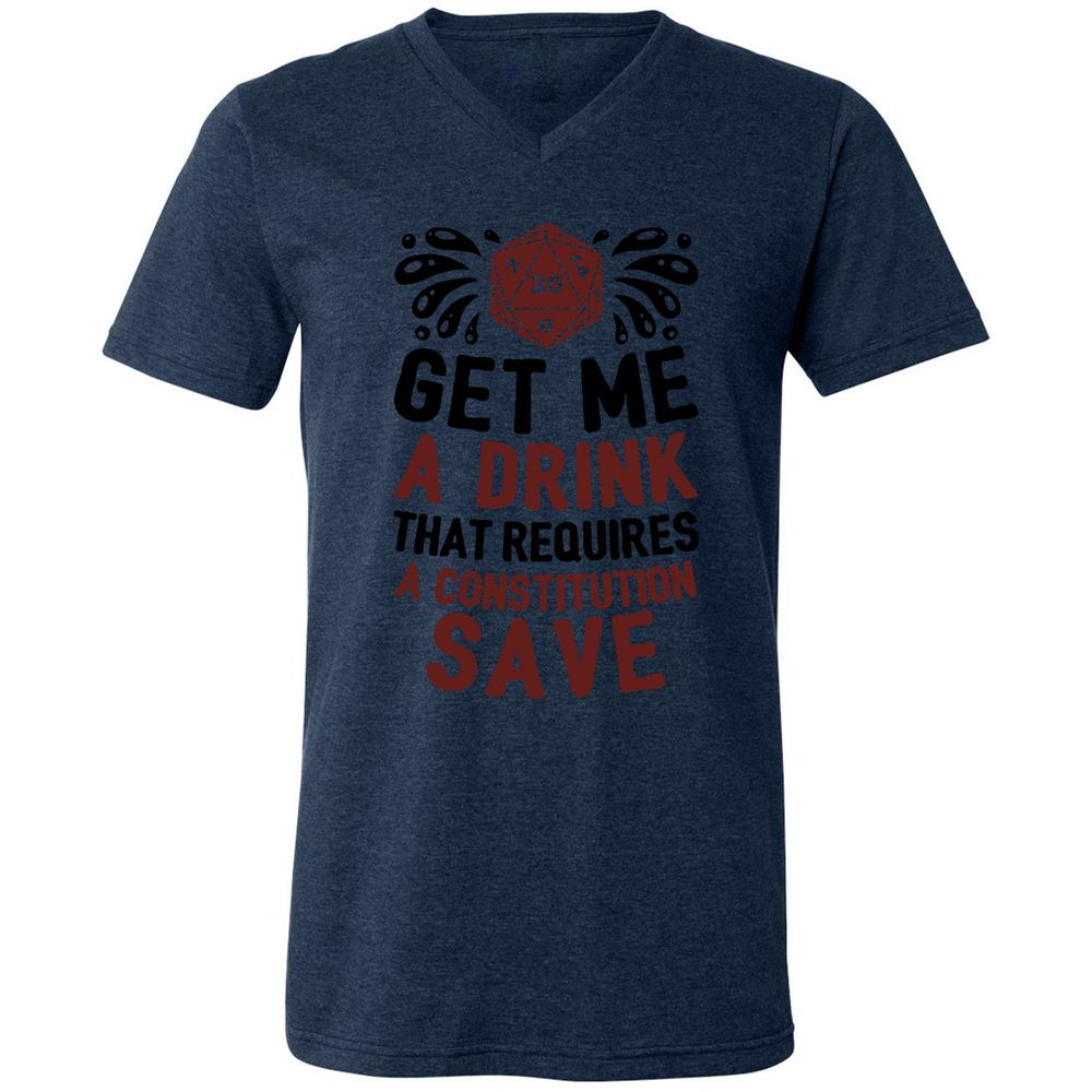 Unisex V-Neck T-Shirt - RH4HDHDR - Heather Navy - 15