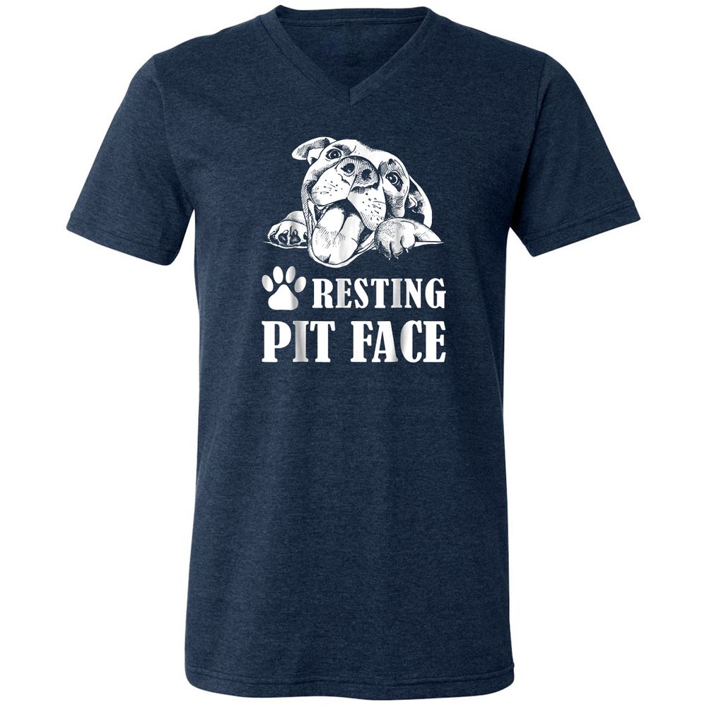 Unisex V-Neck T-Shirt - WX4MGCWH - Heather Navy - 15