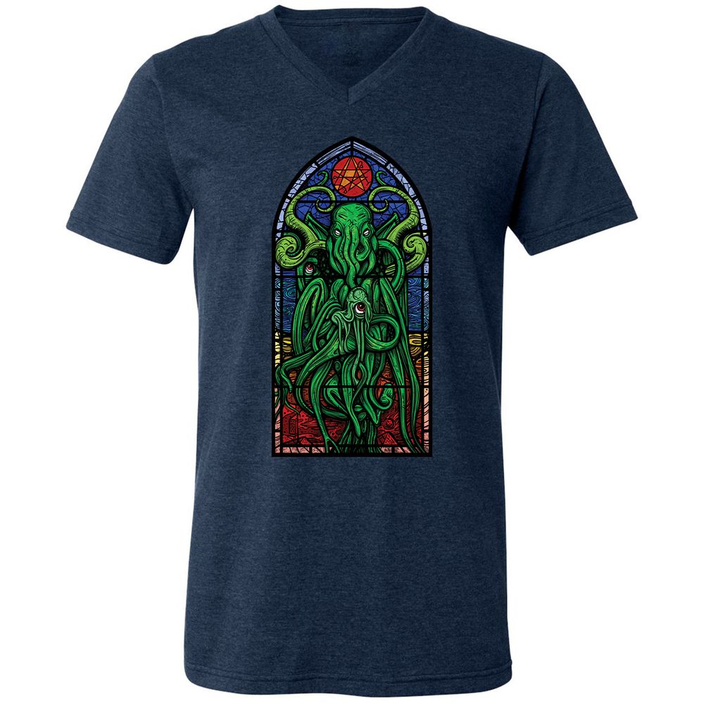 Unisex V-Neck T-Shirt - TWE2ZB68 - Heather Navy - 15