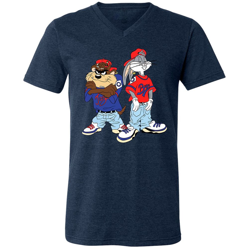 Unisex V-Neck T-Shirt - PXW7QVLE - Heather Navy - 15