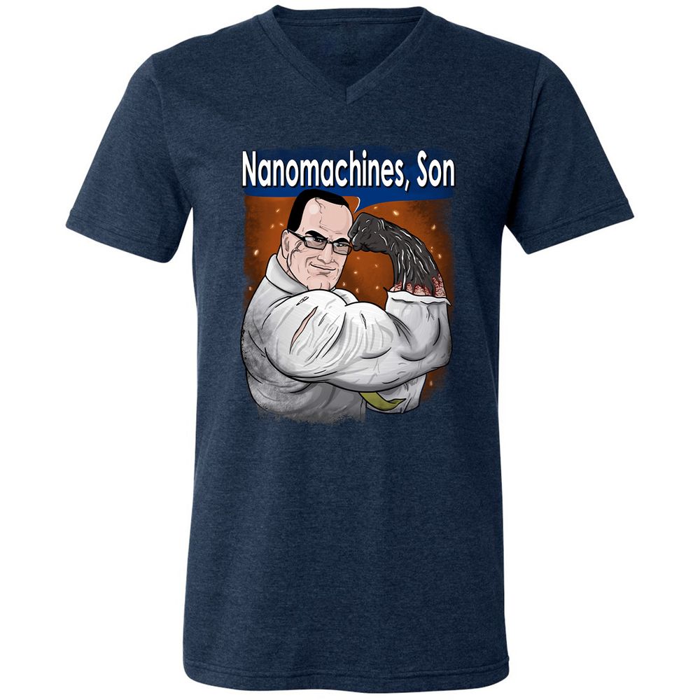 Unisex V-Neck T-Shirt - C4NWJQAN - Heather Navy - 15