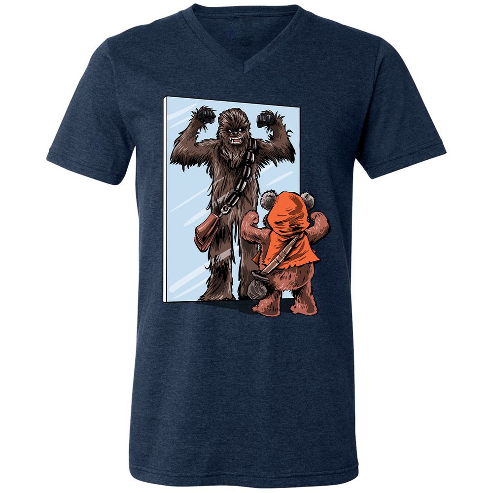 Unisex V-Neck T-Shirt - BF7ZJ424 - Heather Navy - 15