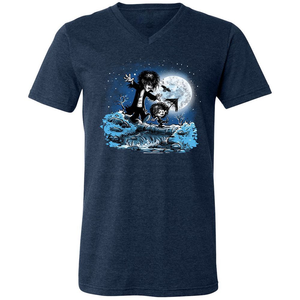 Unisex V-Neck T-Shirt - KNE63WYW - Heather Navy - 15