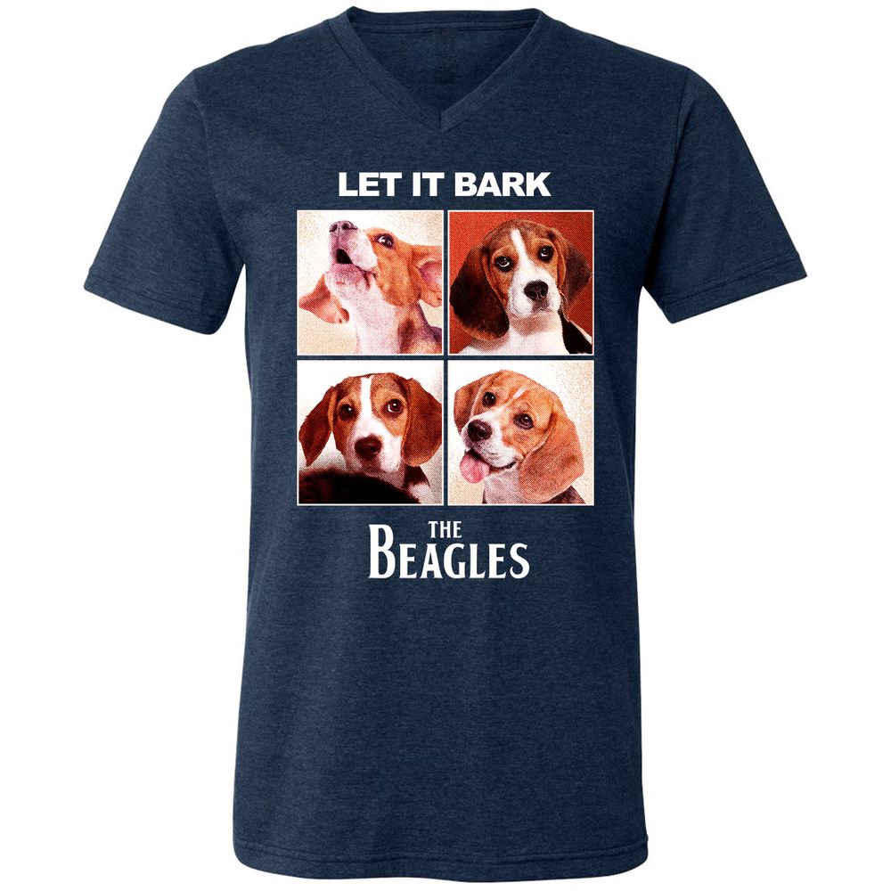 Unisex V-Neck T-Shirt - FDXZ7E8W - Heather Navy - 15
