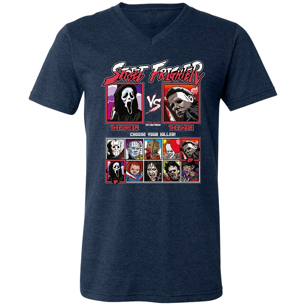 Unisex V-Neck T-Shirt - 4697MWH3 - Heather Navy - 15