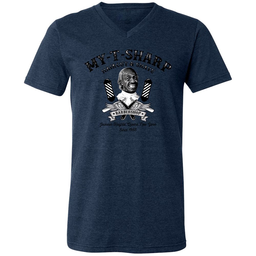Unisex V-Neck T-Shirt - DFD96A2Y - Heather Navy - 15
