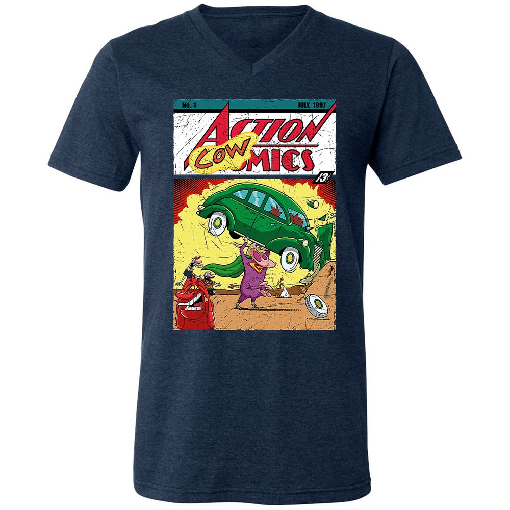 Unisex V-Neck T-Shirt - B6DDSGGC - Heather Navy - 15
