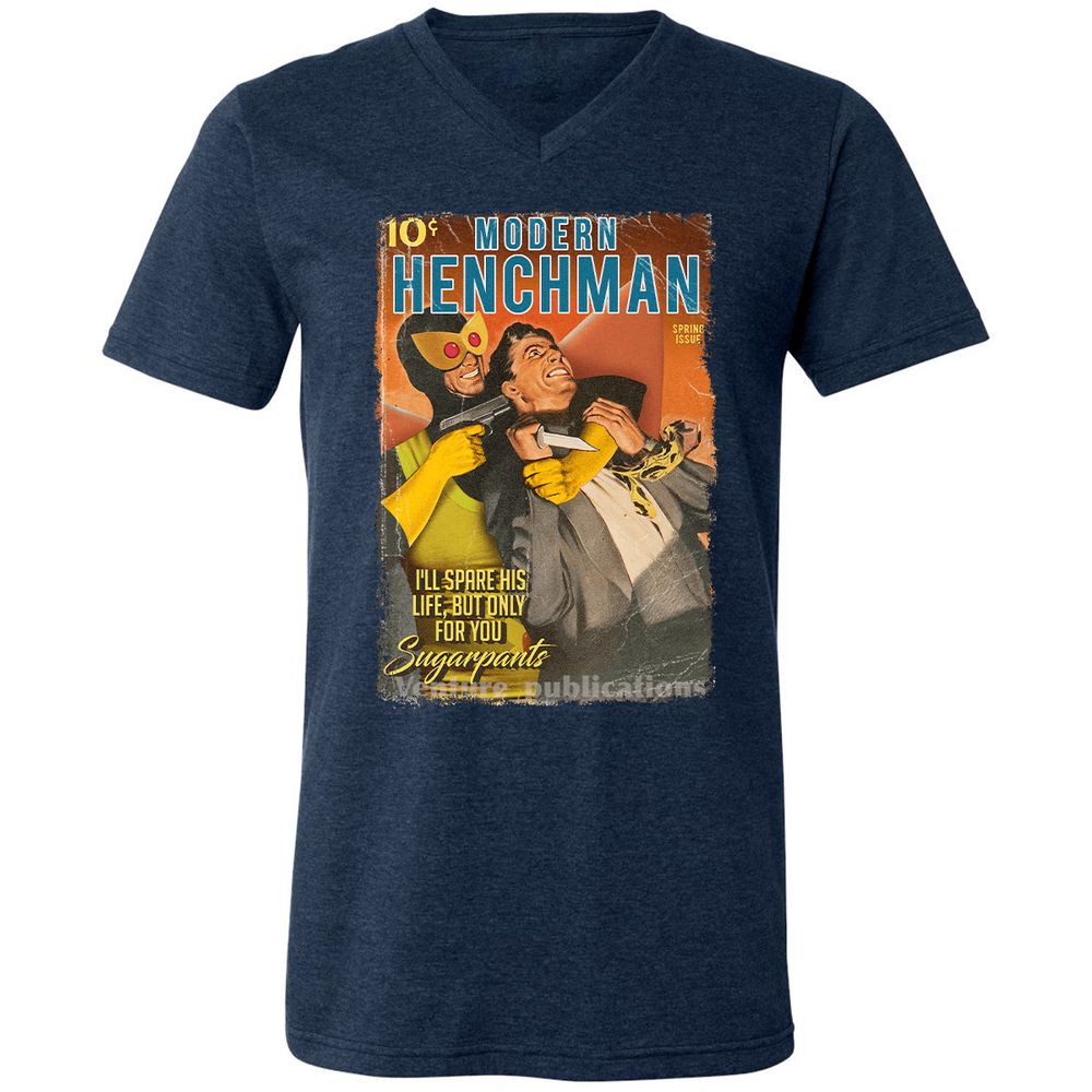 Unisex V-Neck T-Shirt - 4W1MSJ9J - Heather Navy - 15