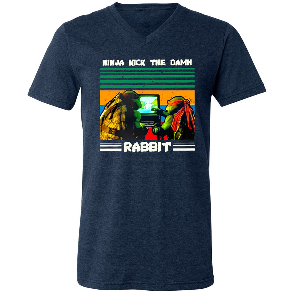 Unisex V-Neck T-Shirt - YAV7NQNL - Heather Navy - 15