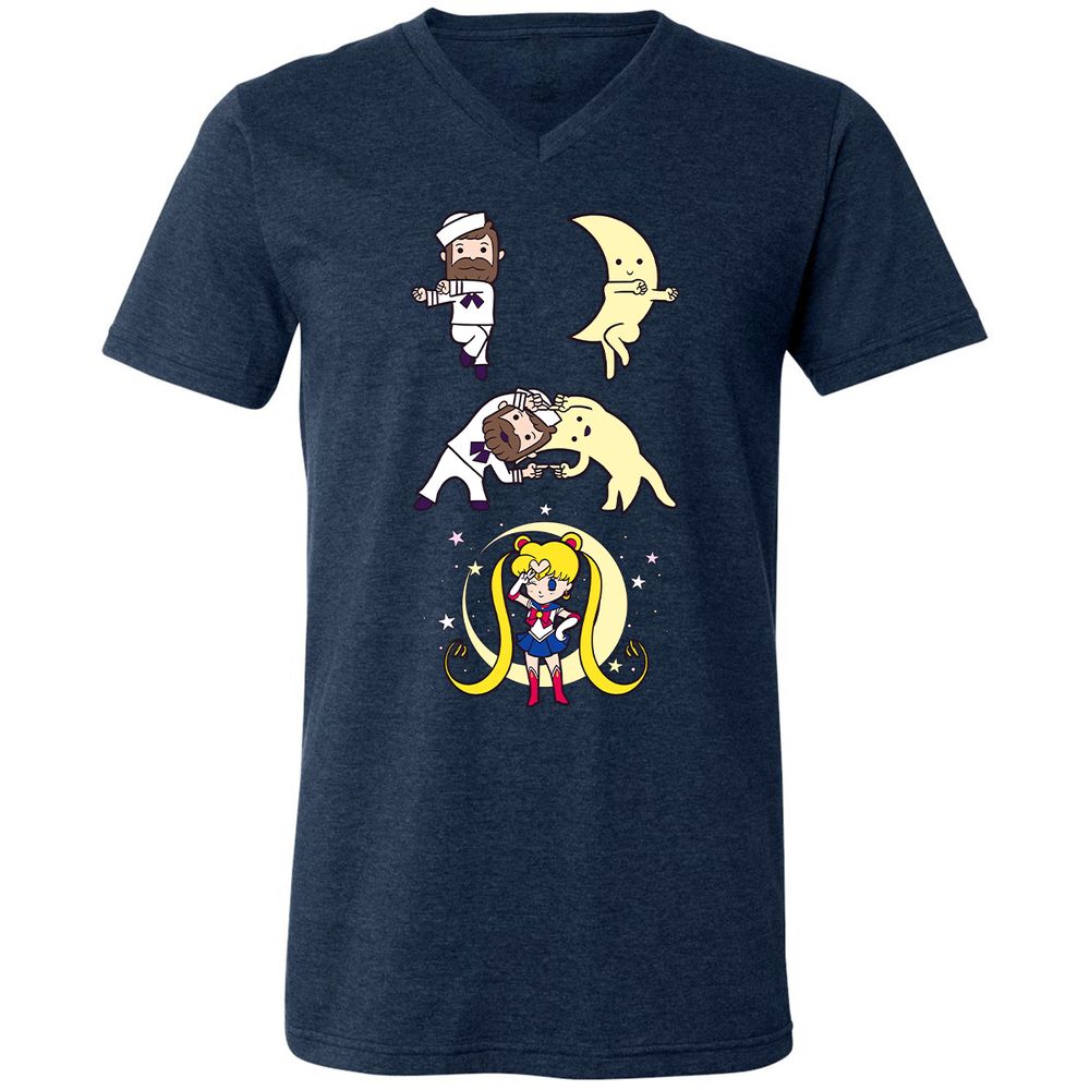 Unisex V-Neck T-Shirt - 495YZQVL - Heather Navy - 15