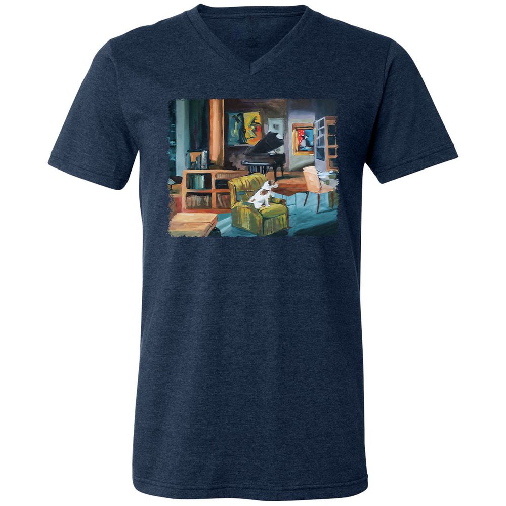Unisex V-Neck T-Shirt - 4ZWWBKKG - Heather Navy - 15