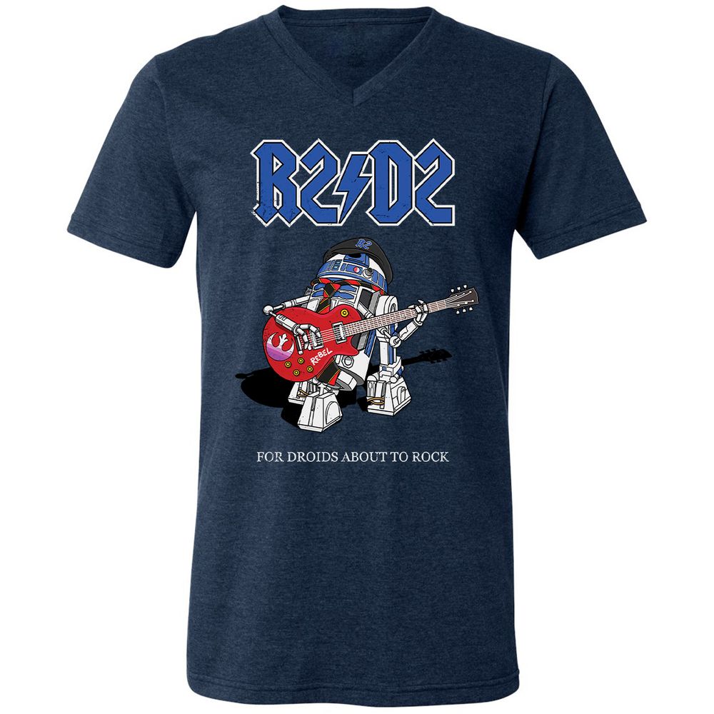 Unisex V-Neck T-Shirt - R6AH9U7V - Heather Navy - 15