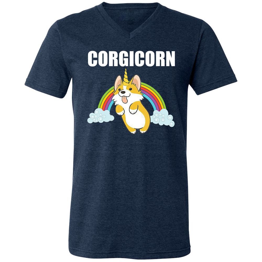 Unisex V-Neck T-Shirt - A6K9J5AZ - Heather Navy - 15