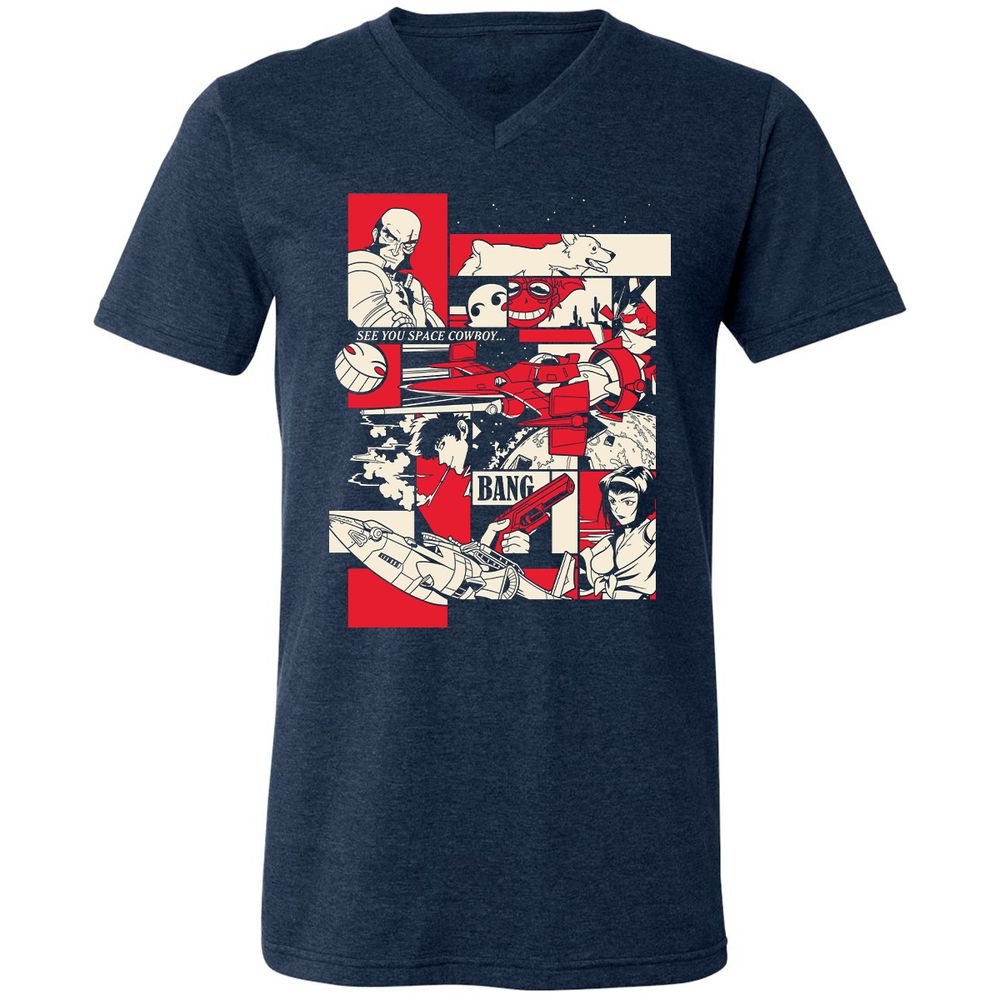 Unisex V-Neck T-Shirt - YDNZ35LC - Heather Navy - 15