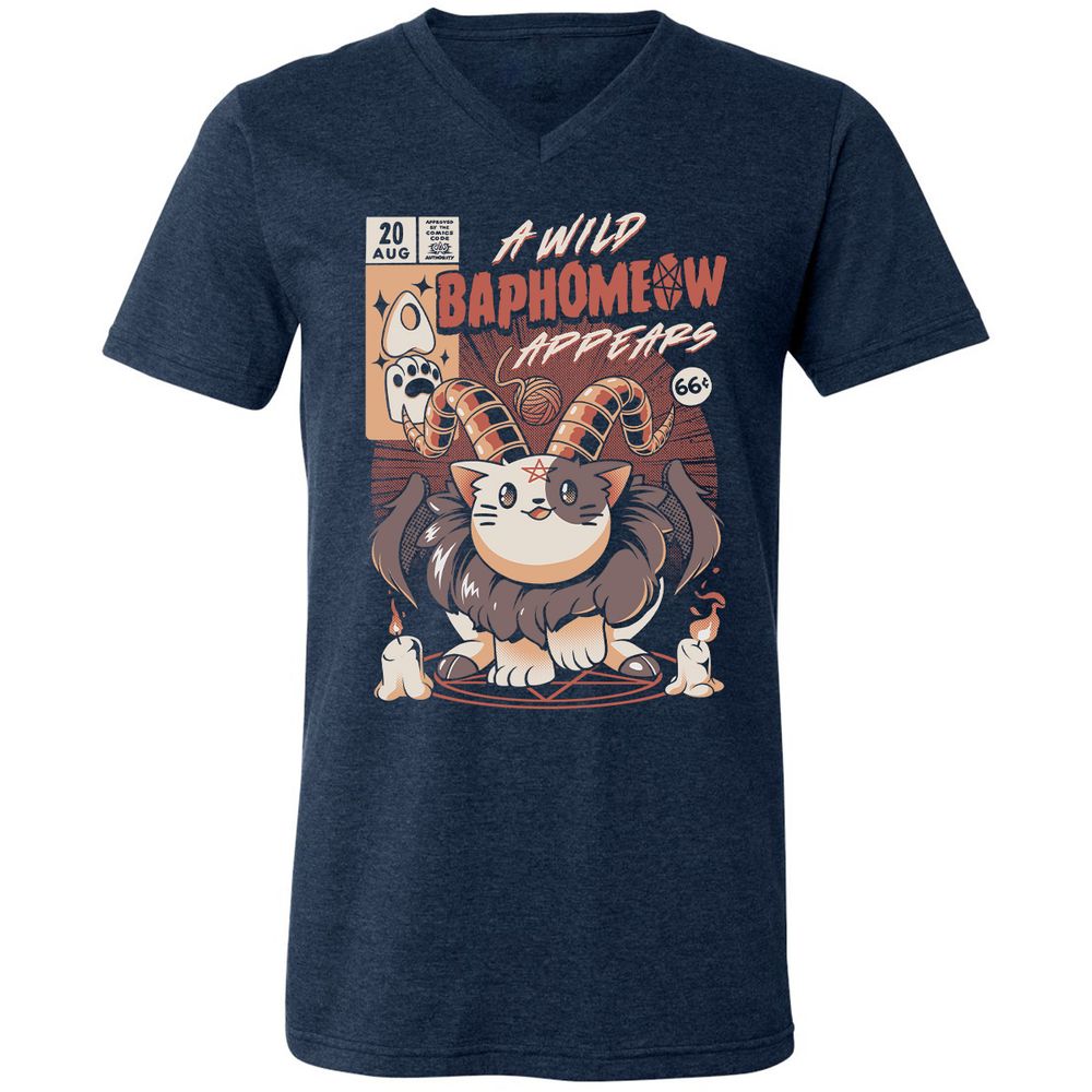 Unisex V-Neck T-Shirt - EWYJYKH8 - Heather Navy - 15