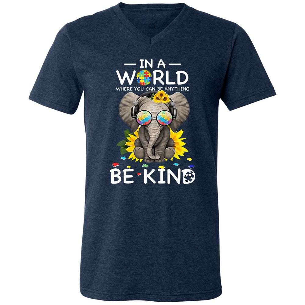 Unisex V-Neck T-Shirt - G77U5664 - Heather Navy - 15