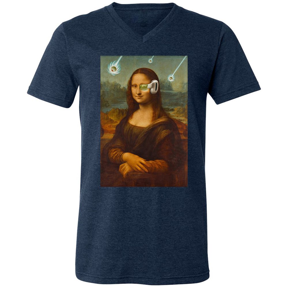 Unisex V-Neck T-Shirt - 8N4M8MJP - Heather Navy - 15