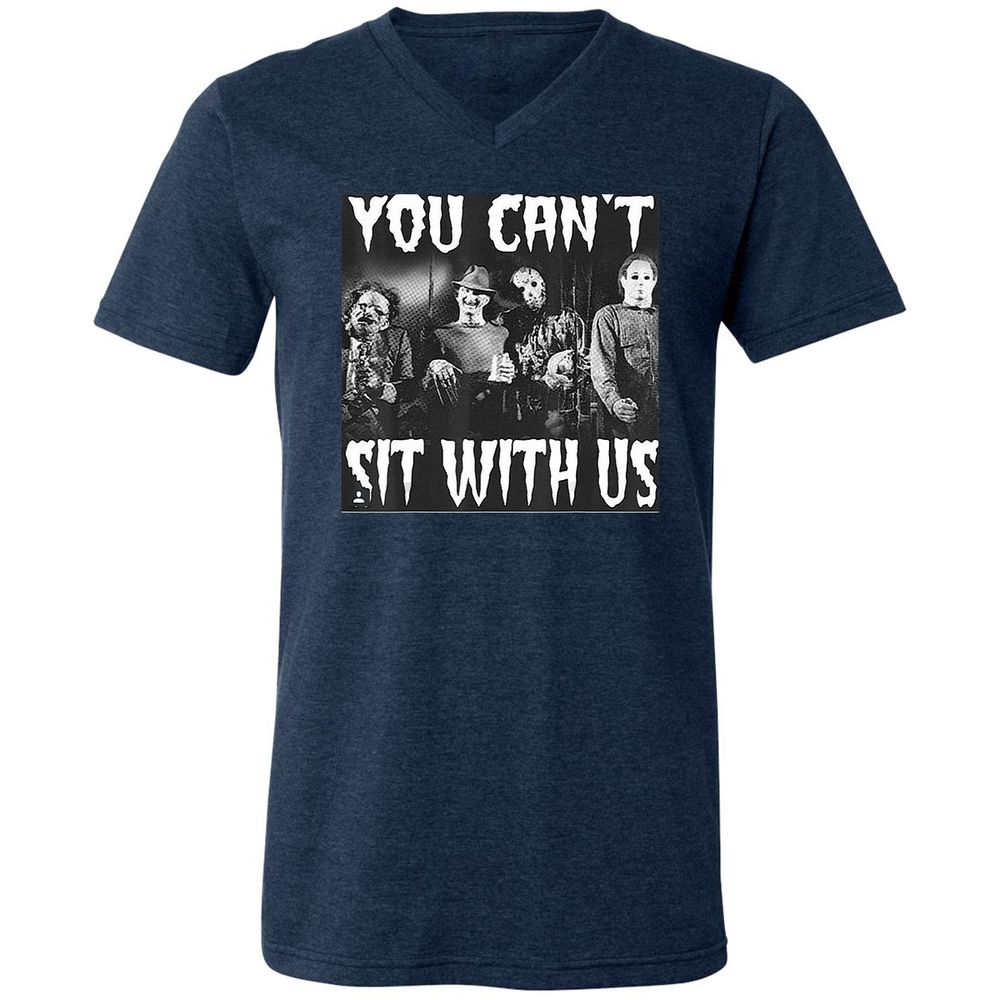 Unisex V-Neck T-Shirt - DNK2J5Q8 - Heather Navy - 15