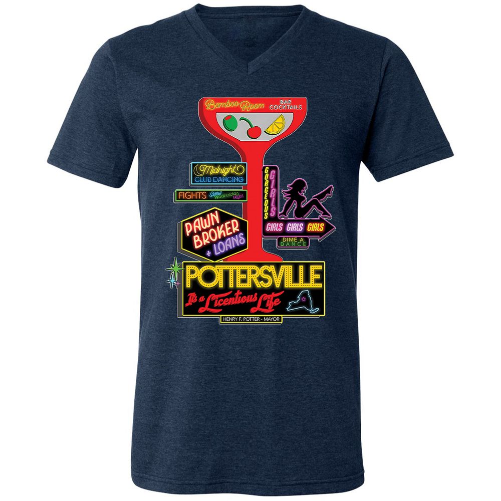 Unisex V-Neck T-Shirt - HMR5XC1A - Heather Navy - 15