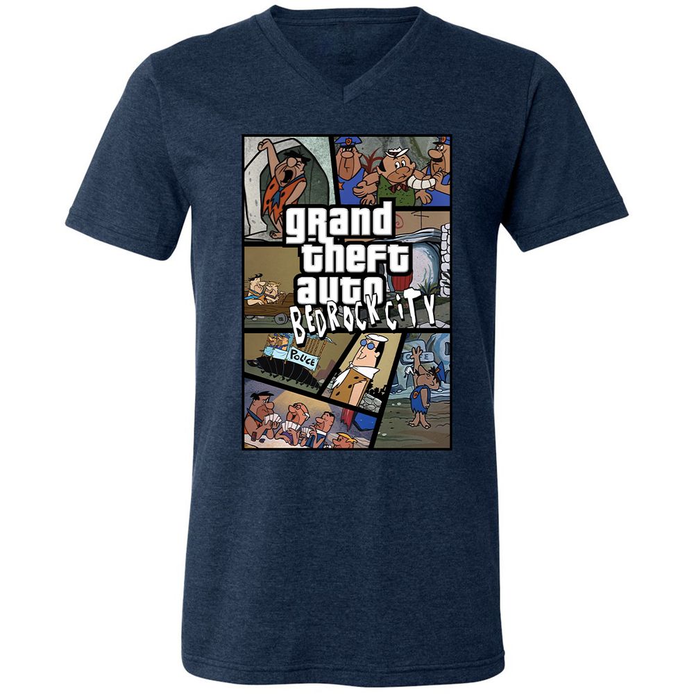 Unisex V-Neck T-Shirt - 7R8V4MEM - Heather Navy - 15