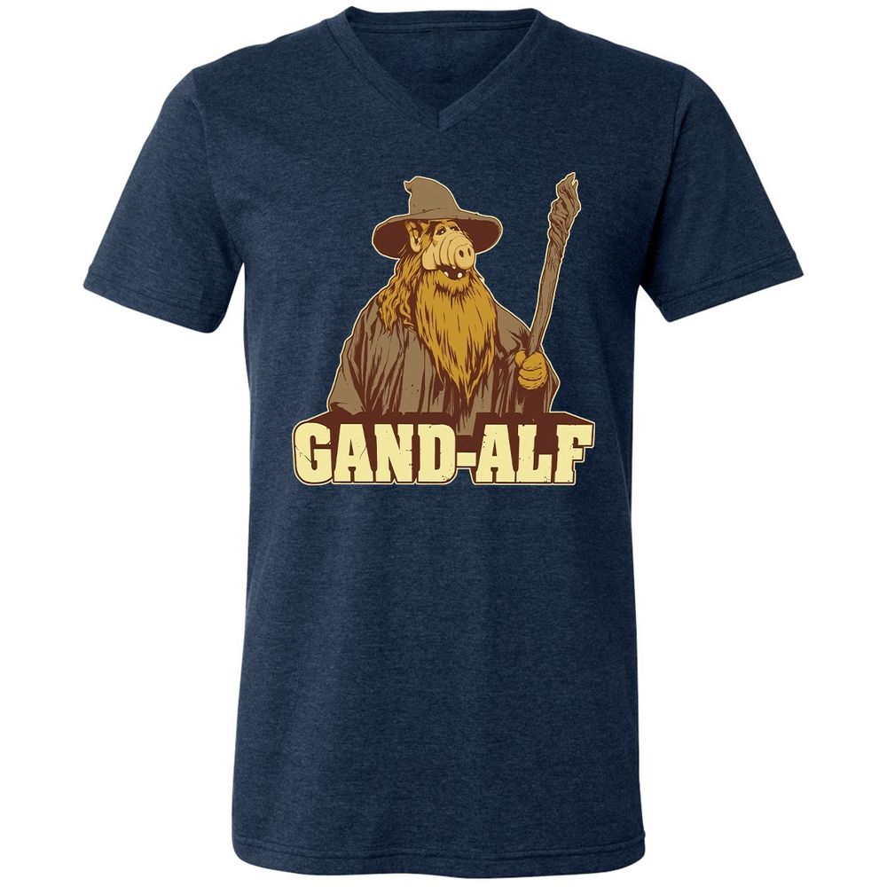 Unisex V-Neck T-Shirt - H9W4EZLQ - Heather Navy - 15