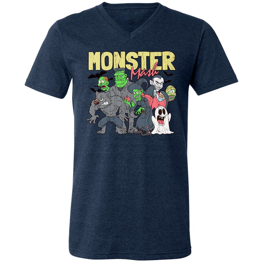 Unisex V-Neck T-Shirt - F5MWNDA2 - Heather Navy - 15