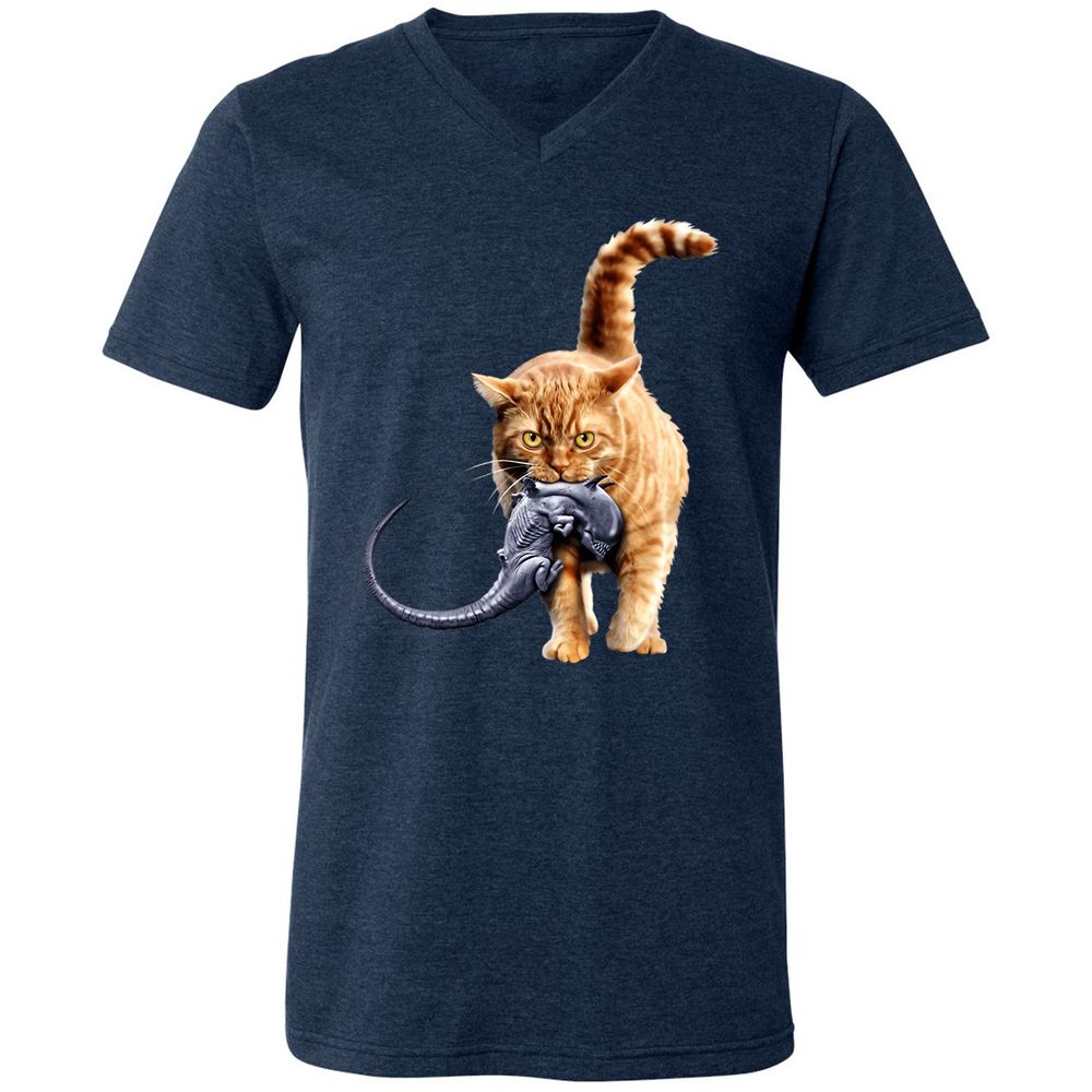 Unisex V-Neck T-Shirt - T1YKC78L - Heather Navy - 15