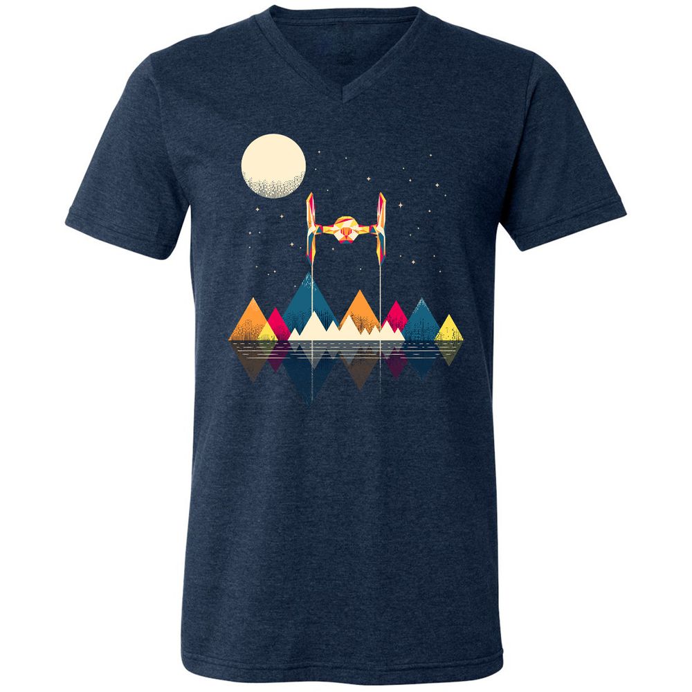 Unisex V-Neck T-Shirt - NPQAH1K7 - Heather Navy - 15