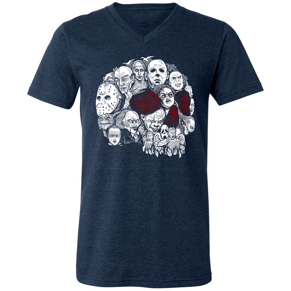 Unisex V-Neck T-Shirt - R8L5UHVT - Heather Navy - 15