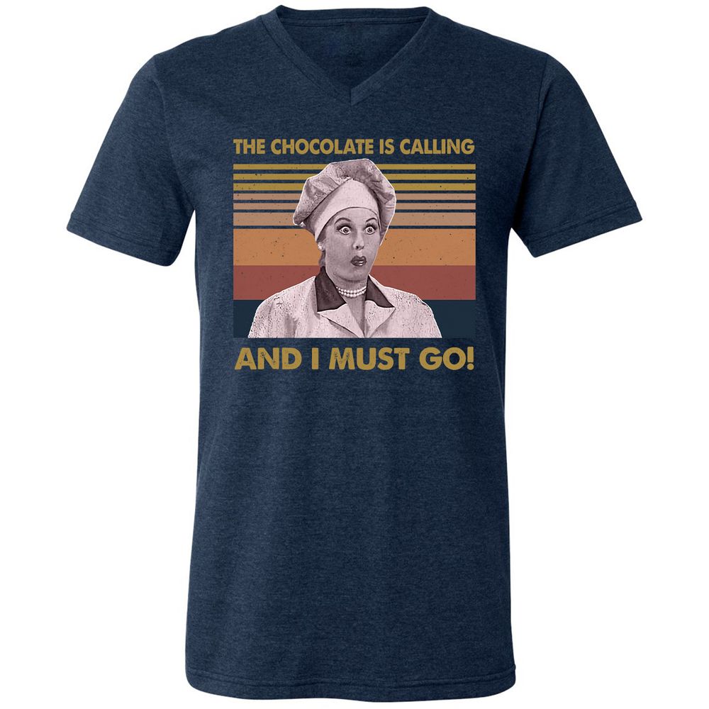 Unisex V-Neck T-Shirt - NQJJEM7R - Heather Navy - 15