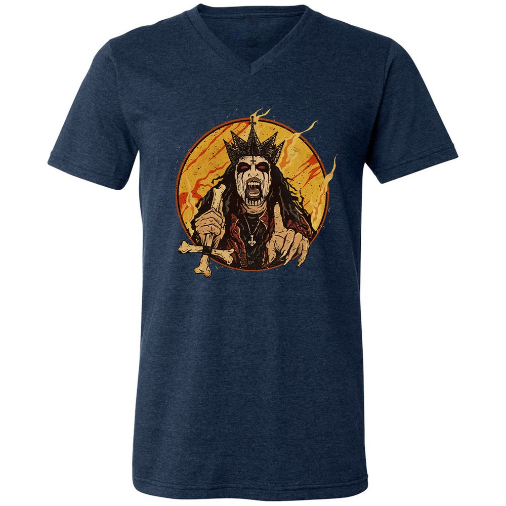 Unisex V-Neck T-Shirt - GFVQPCST - Heather Navy - 15