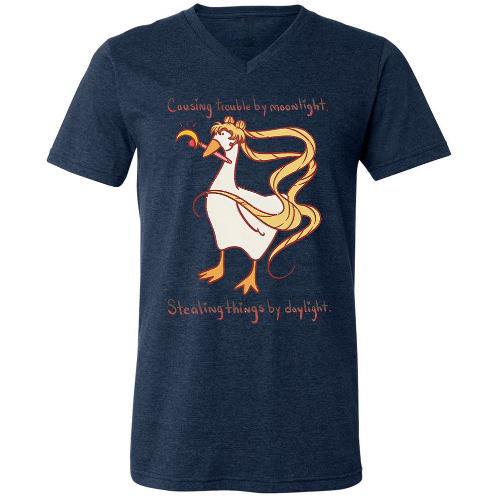 Unisex V-Neck T-Shirt - ZKGMHG1G - Heather Navy - 15