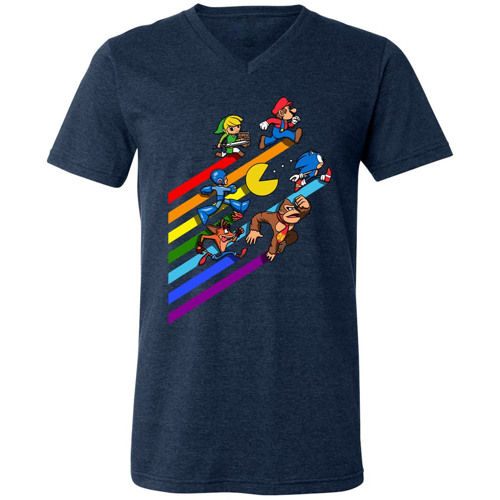 Unisex V-Neck T-Shirt - 2P46WR3A - Heather Navy - 15