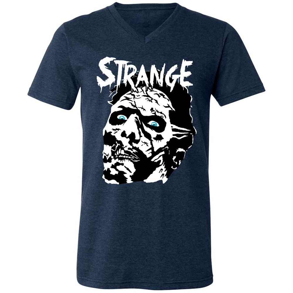 Unisex V-Neck T-Shirt - CZKGM2YK - Heather Navy - 15